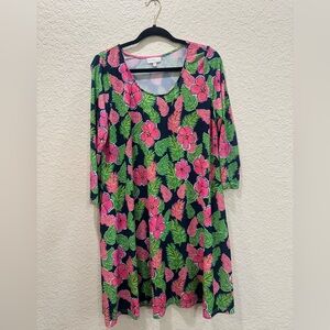 Simply Southern Pink and Green Floral Long Sleeve Dress
